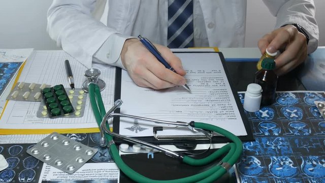 male doctor in the process of work in the hospital