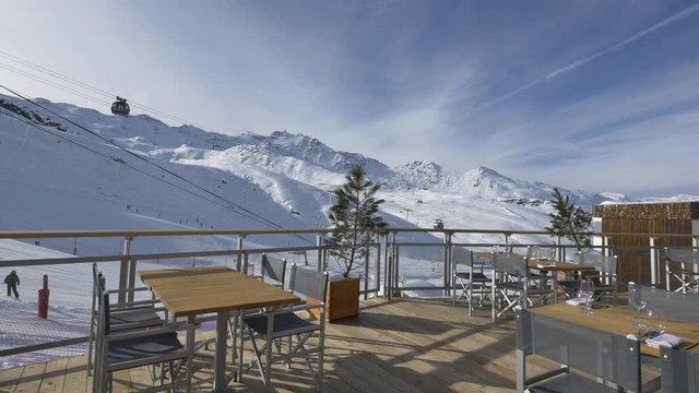 Terrace restaurant in Val Thorens, France