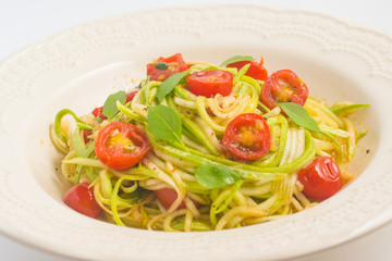 Zucchini Spaghetti with cherry tomatoes