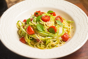 Zucchini Spaghetti with cherry tomatoes