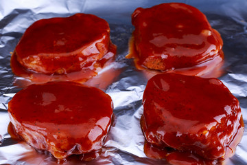 pieces of baked meat