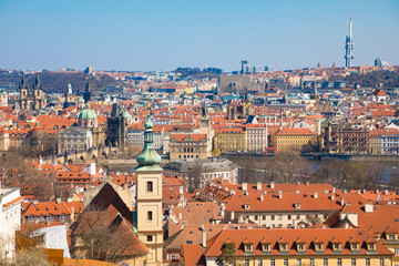 Fototapeta na wymiar View of Old Town of Prague in sunny day, Czech Republic