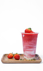 Strawberry & yogurt smoothie with fresh strawberries