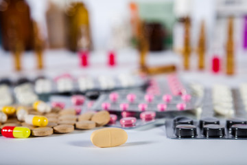 Medicine pills in packs pills in blister pack capsules and pill packed in blisters