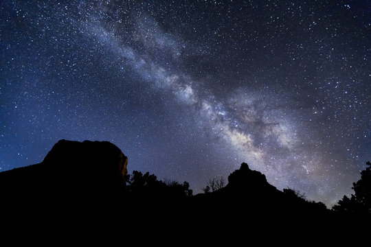The Heavens Declare - The Milky Way above Courthouse Butte and Bell Rock - Sedona, Arizona