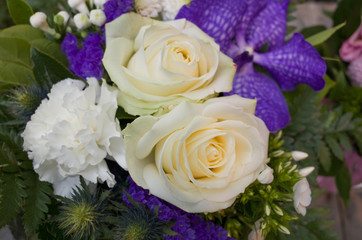 détail, bouquet,fleuriste,artisanat,blanche,rose