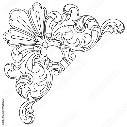 Vintage Baroque Ornament Corner Retro Pattern Antique