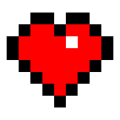 Red heart in pixel art style