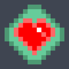 Red heart in pixel art style