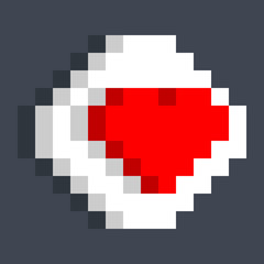 Red heart in pixel art style