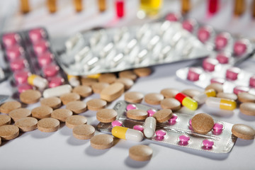 Medicine pills in packs pills in blister pack capsules and pill packed in blisters
