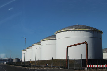 Oil storage tanks in the port of Rotterdam