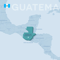 Verctor Map of cities and roads in Guatemala.