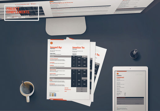 Project Invoice Layout Set with Red Accents