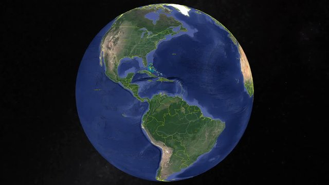 Aruba With Flag. 3d earth ina space - zoom in Aruba outer, created using ultra high res NASA