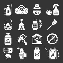 Pest control tools icons set grey vector