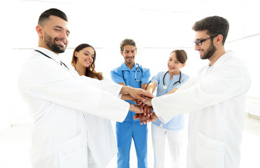 Fototapeta na wymiar background image of a successful group of doctors on a white background