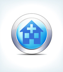 Pale Blue Button Home, Doctors, Surgery, Hospital, Healthcare & Pharmaceutical Icon, Symbol