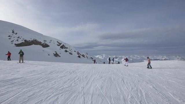 People skiing on a ski slope