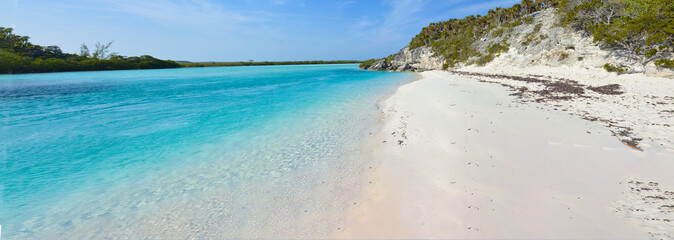 Panorama of a beautiful beach in the Bahamas