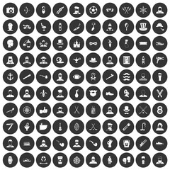 100 beard icons set black circle