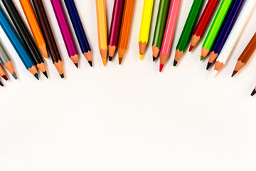 Color pencils on white background