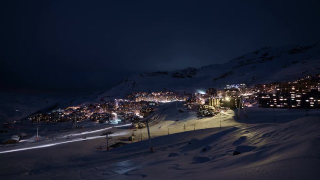 Timelapse of Val Thorens at night