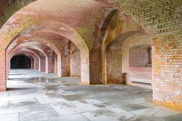 Empty corridors beneath Fort Point National Historic Site. Fort Point is a masonry seacoast...