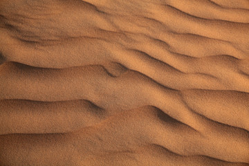 Fototapeta na wymiar Wave patterns in the shifting red sands of the Omani desert