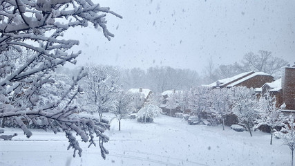 Heavy Snow storm in a New Jersey village