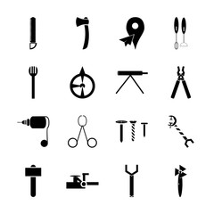 icon Instruments And Tools with map, ax, dental, box and blank