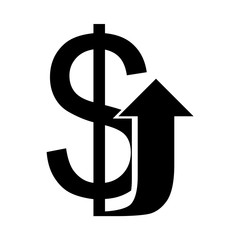 icon Currency with dollar, money, dollar graph chart, chart and business