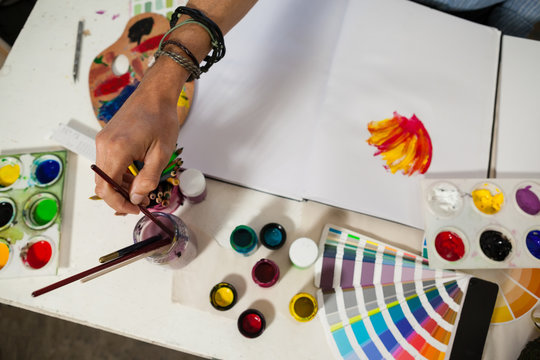 Man painting in drawing book