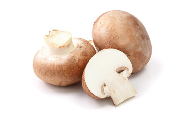 Royal Brown champignon with half isolated on white background