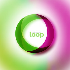 Loop circle business icon, created with glass transparent color shapes