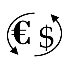 icon Currency with bank, forex, dollar, euro and euro usd exchange