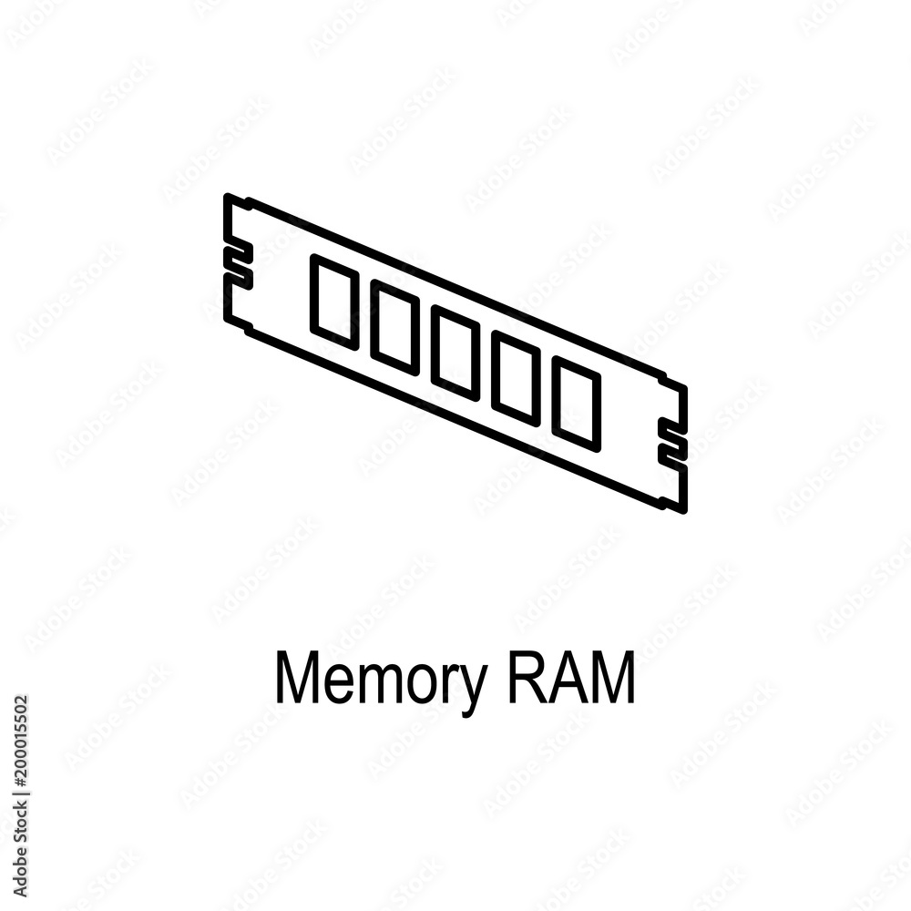 Poster pc memory ram icon. element of computer part for mobile concept and web apps. thin line icon for web