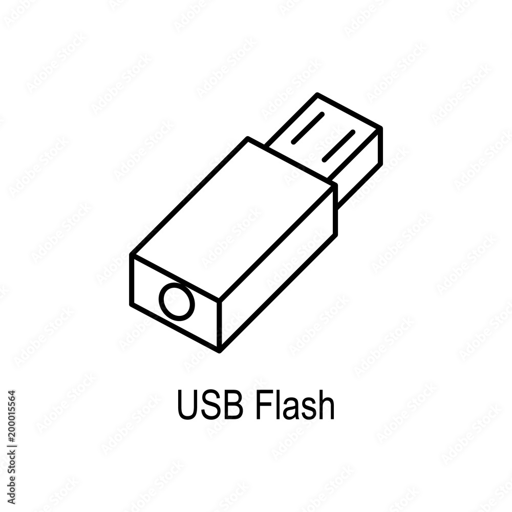Poster usb flash storage icon. element of computer part for mobile concept and web apps. thin line icon for
