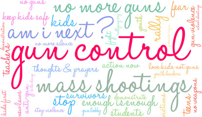 Gun Control Word Cloud on a white background. 