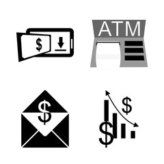 icon Currency with business, dollar, finance, atm and bank