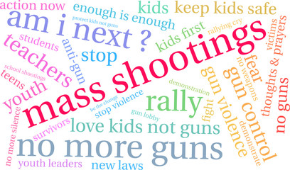 Obraz premium Mass Shootings Word Cloud on a white background. 