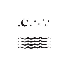 night sea icon. Element of landscape illustration. Premium quality graphic design icon. Signs and symbols collection icon for websites, web design, mobile app