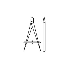 compasses and pencil icon. Element of measuring instruments for mobile concept and web apps. Thin line  icon for website design and development, app development. Premium icon