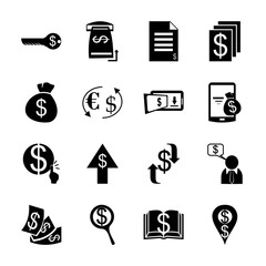 icon Currency with money sms, manager, credit, document and book