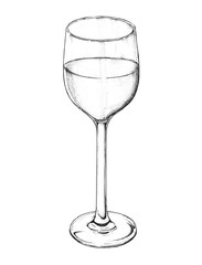 Hand drawn white wine glass