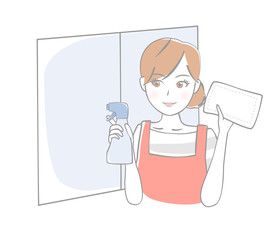 窓拭き　女性