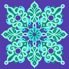 Floral ornament, emerald and violet