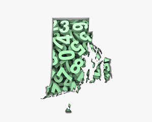 Rhode Island RI Map Numbers Math Figures Economy 3d Illustration