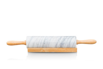 Marble Rolling Pin on white background,copy space