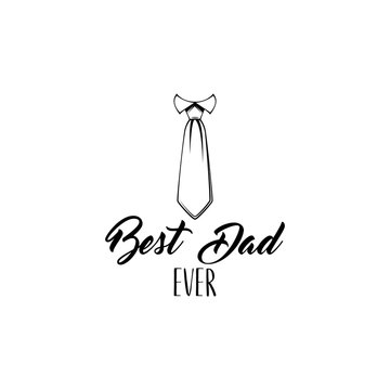 Fathers day card. Necktie, Tie icon. Best dad ever inscription. Vector.
